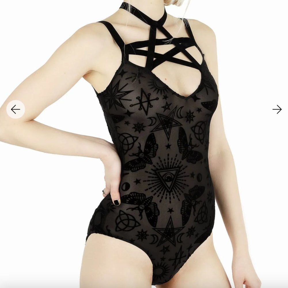 Blackmilk Burned Velvet Spell Harness Bodysuit (Size S) NWT